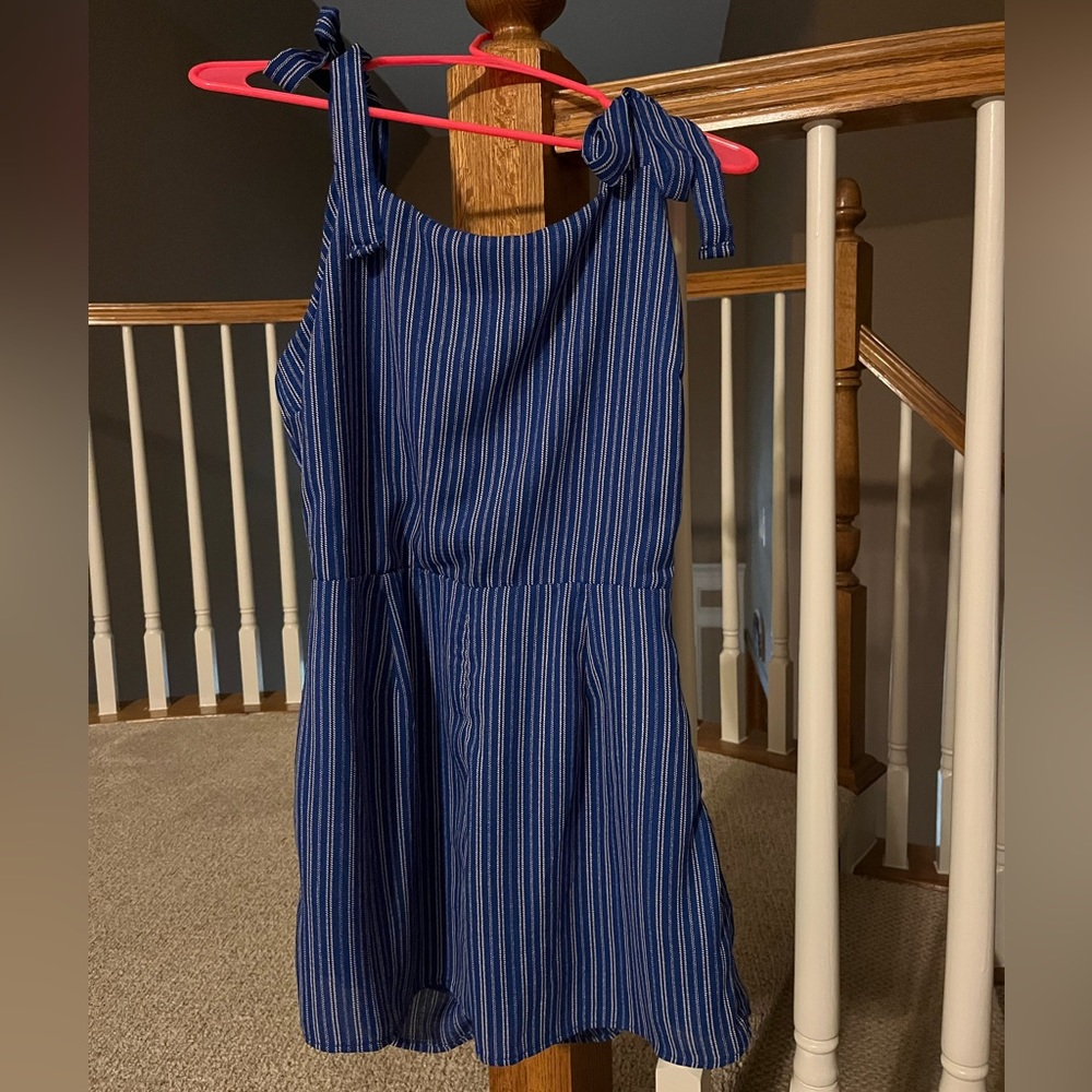 Blue and White Striped Romper